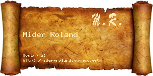 Mider Roland névjegykártya